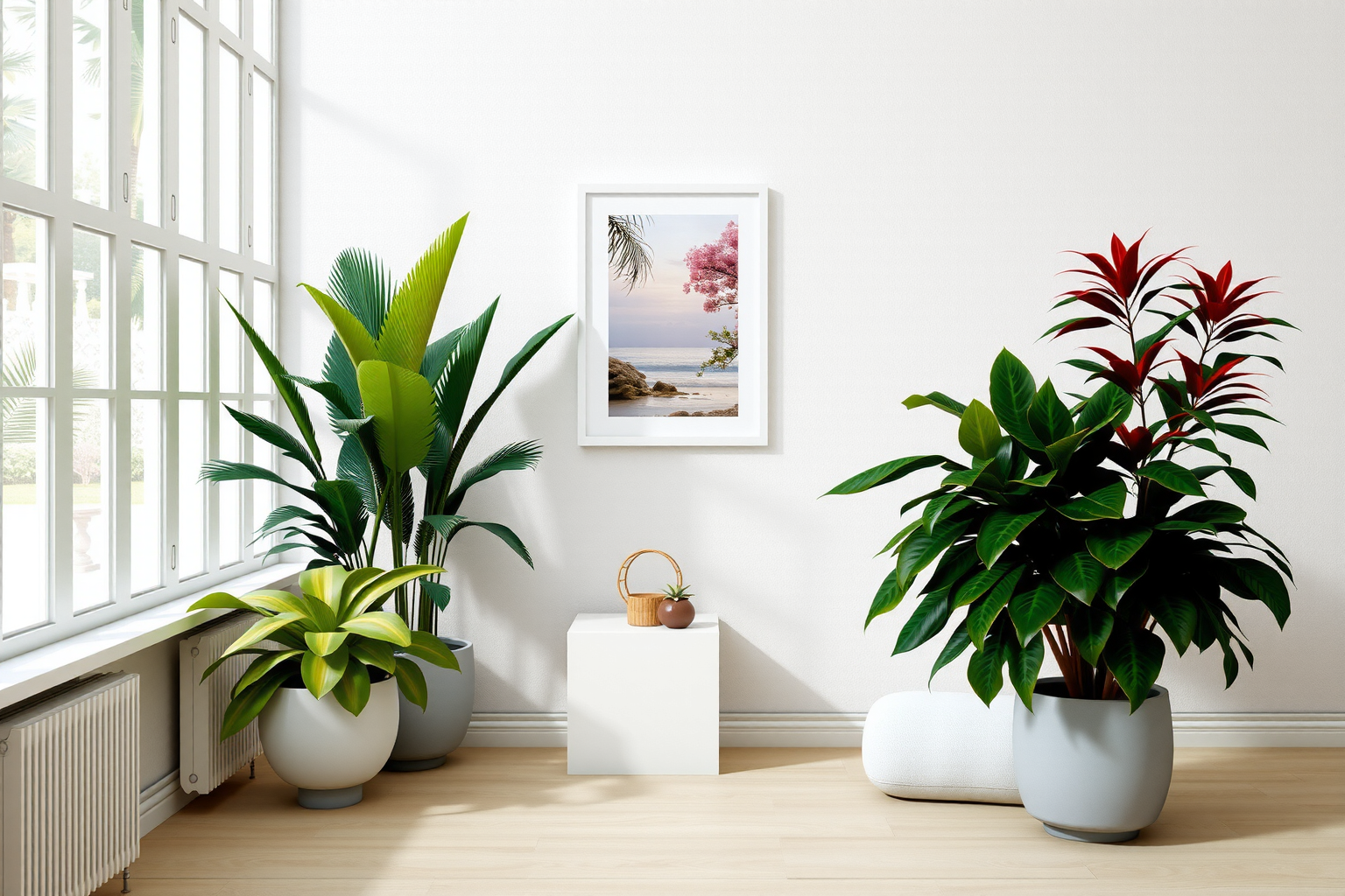 decoración minimalista con plantas