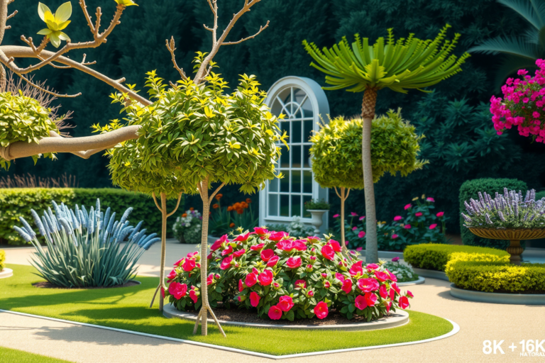 Jardín bien estructurado con poda de formación y mantenimiento